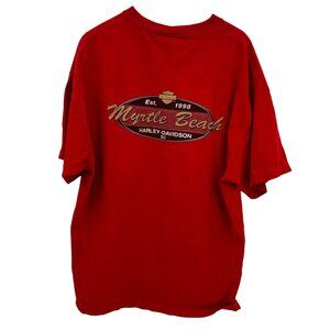 2/$18 SALE! Vtg Harley Davidson Red Myrtle Beach T Shirt‎ 2XL Pocket Graphic